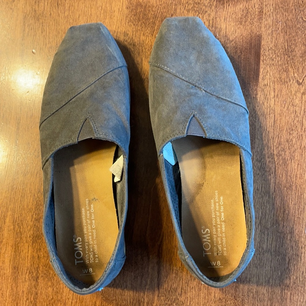 TOMS gray suede shoes